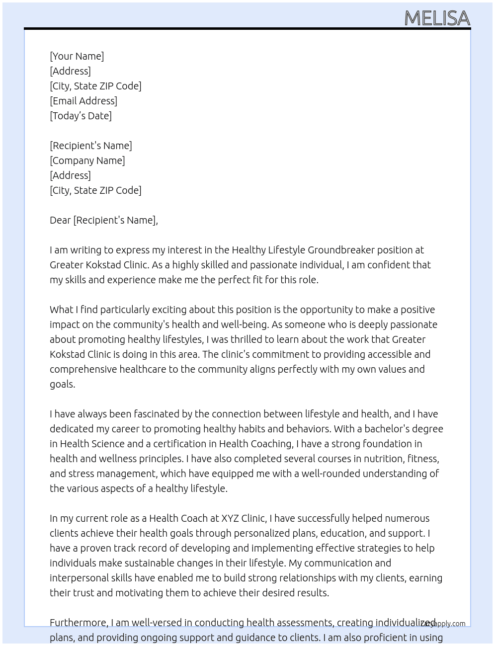 Healthy Lifestyle Groundbreaker  At Greater Kokstad Clinic Cover Letter