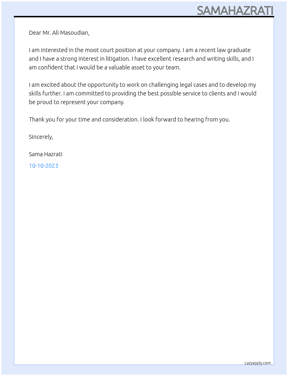 Moot court At Moot court Cover Letter