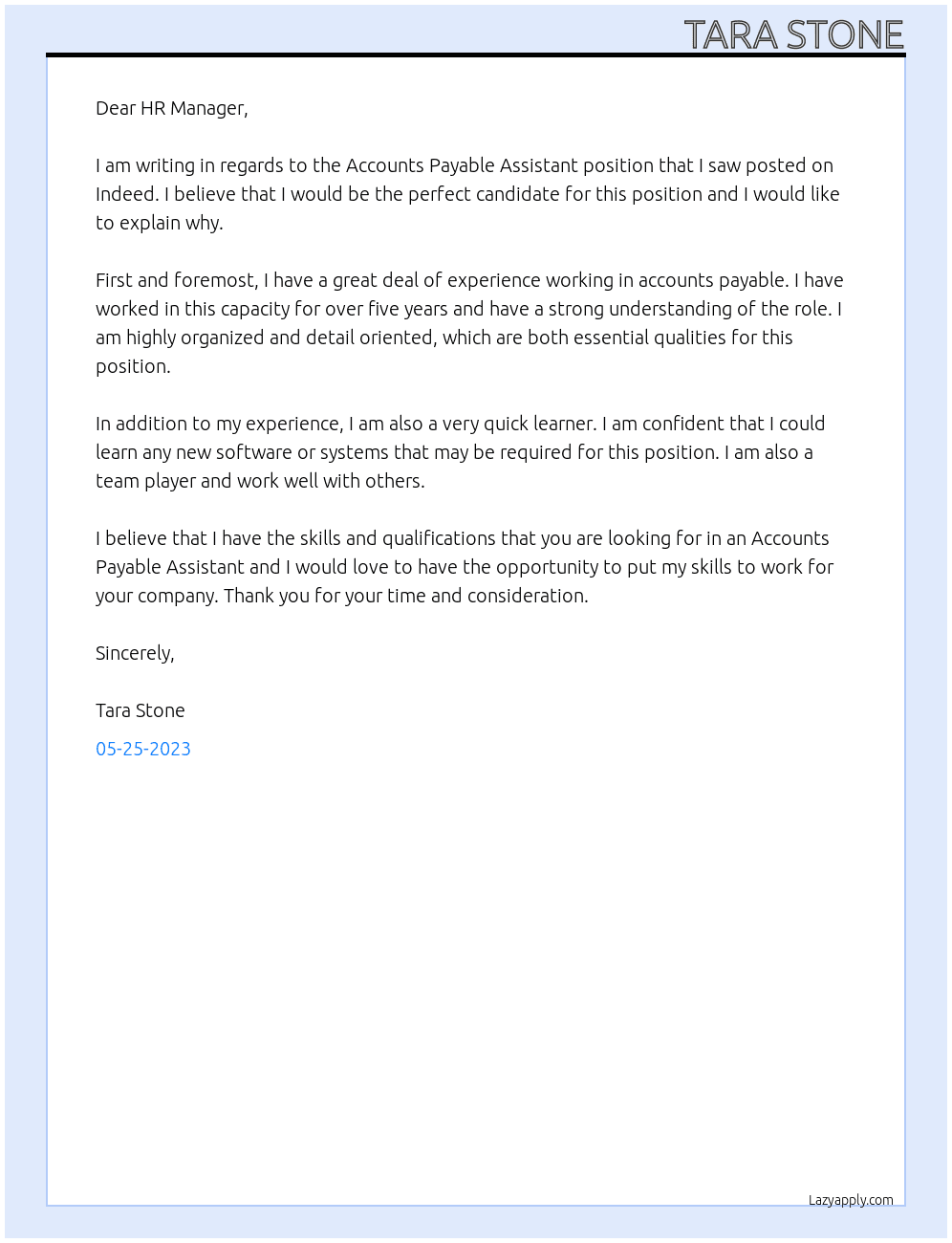 Accounts Payable Assistant At Indeed Cover Letter