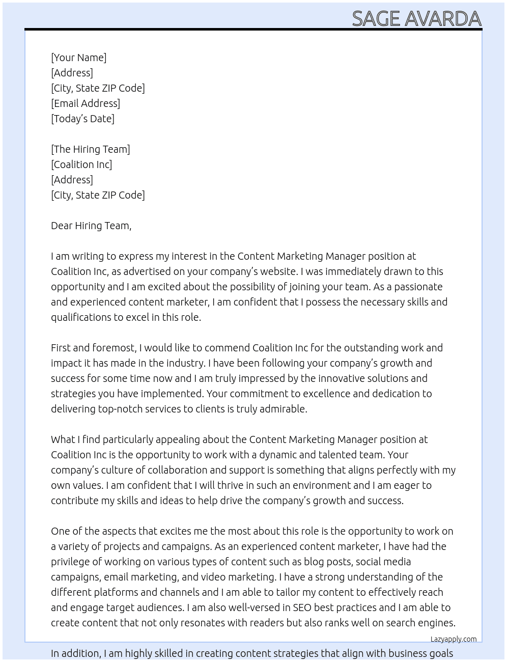 Content Marketing Manager At Coalition Inc Cover Letter