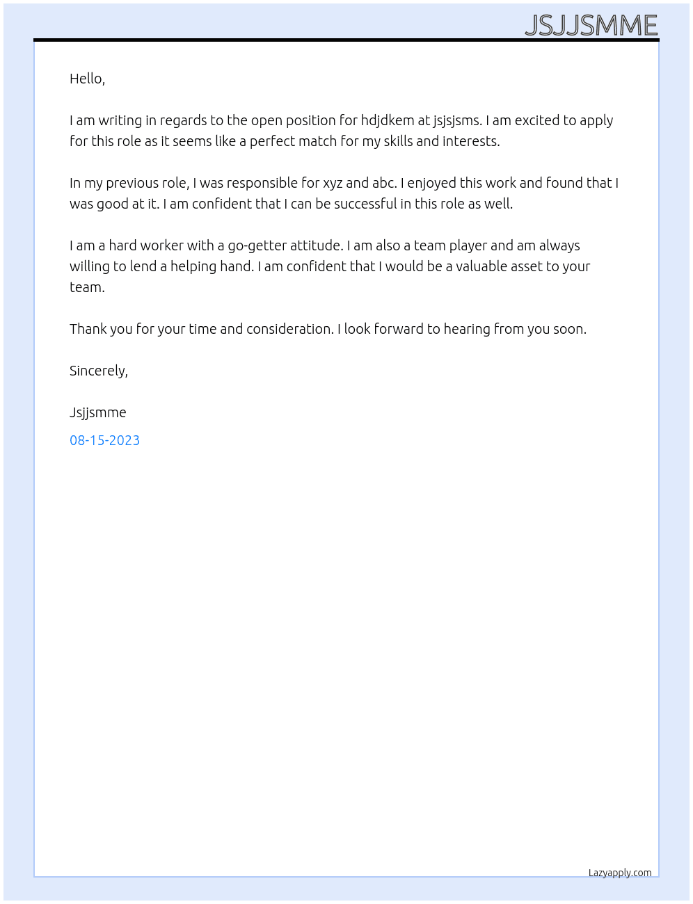 Hdjdkem At Jsjsjsms Cover Letter