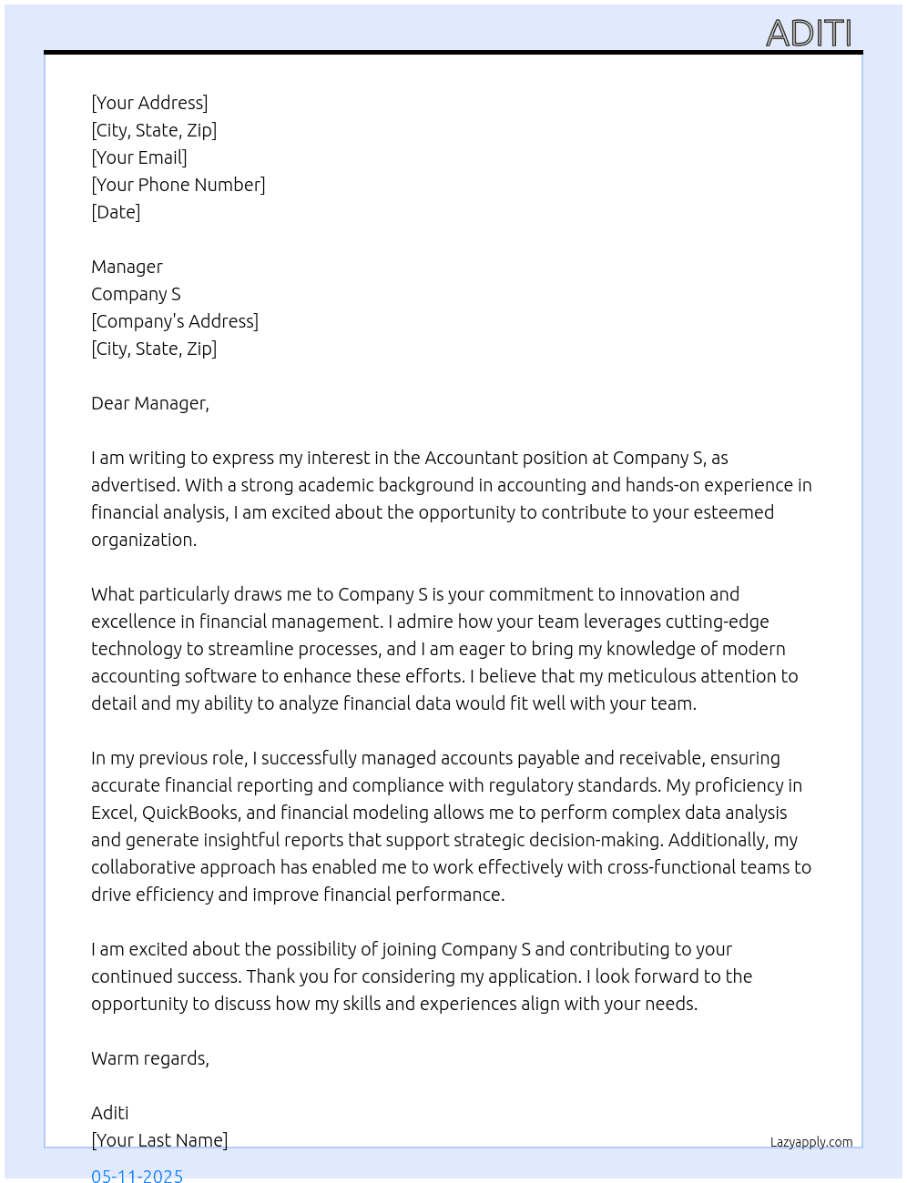accountant  At s Cover Letter