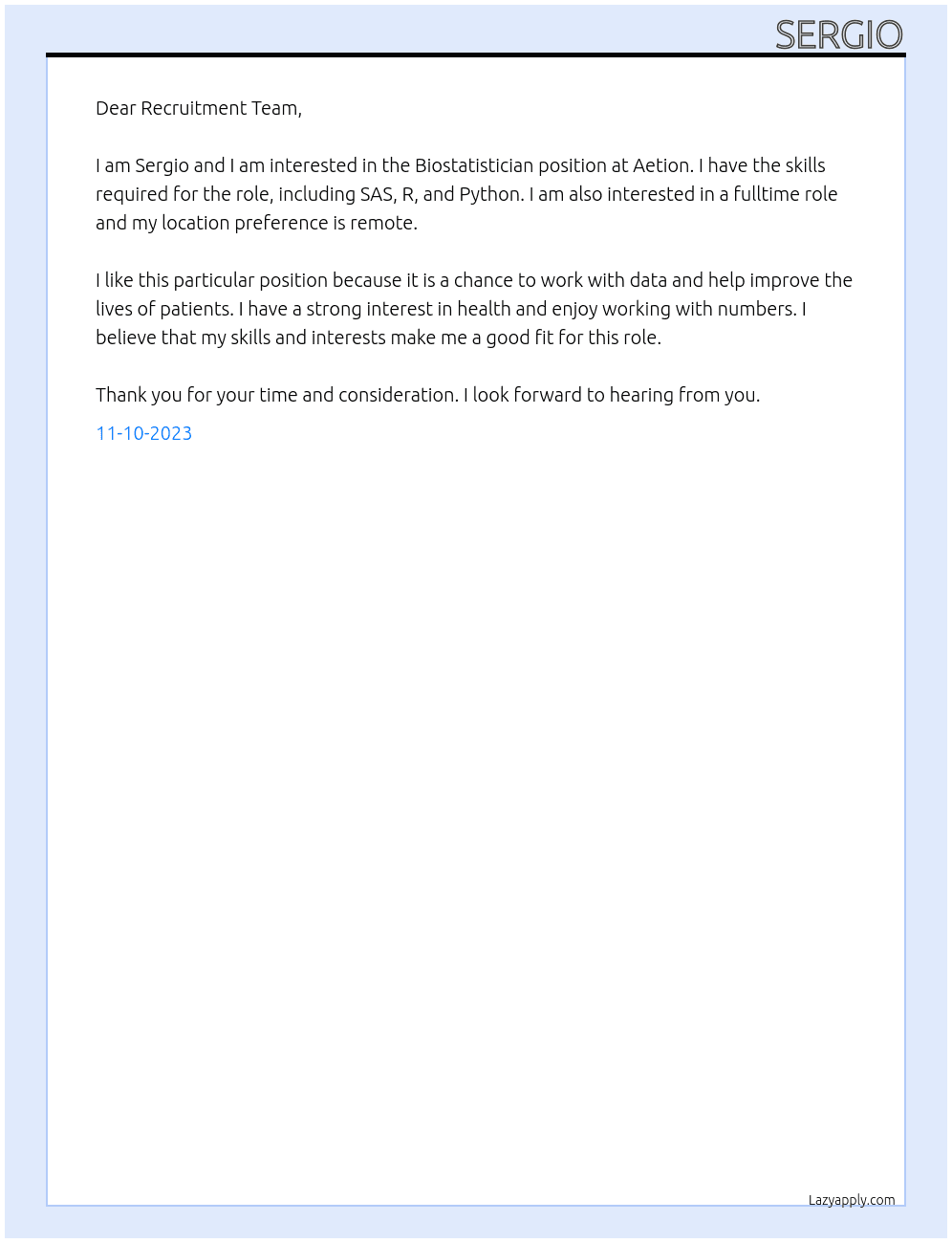 Biostatistician At Aetion  Cover Letter