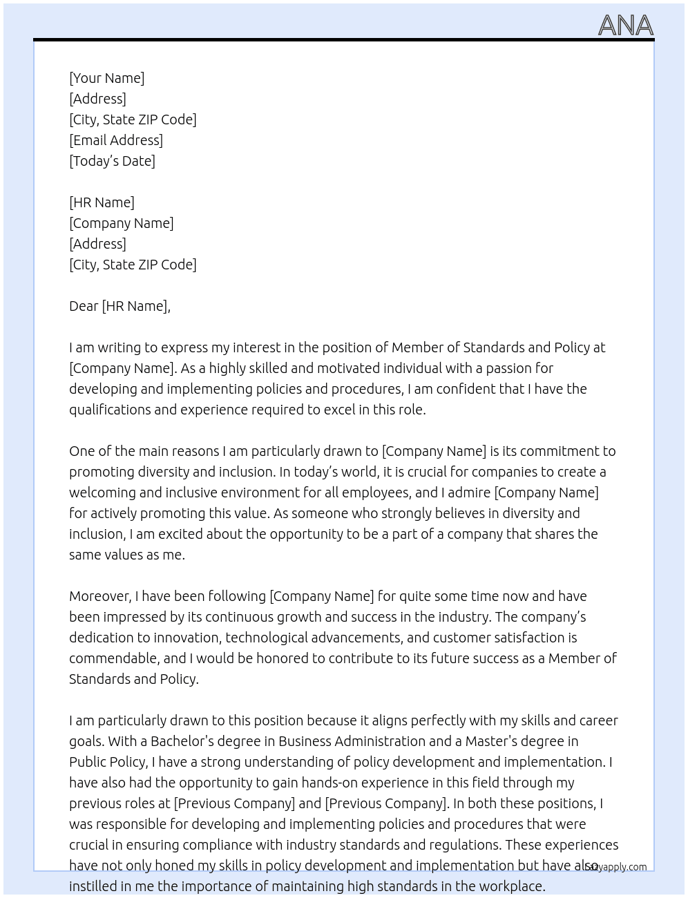 member of standards and policy At hel Cover Letter