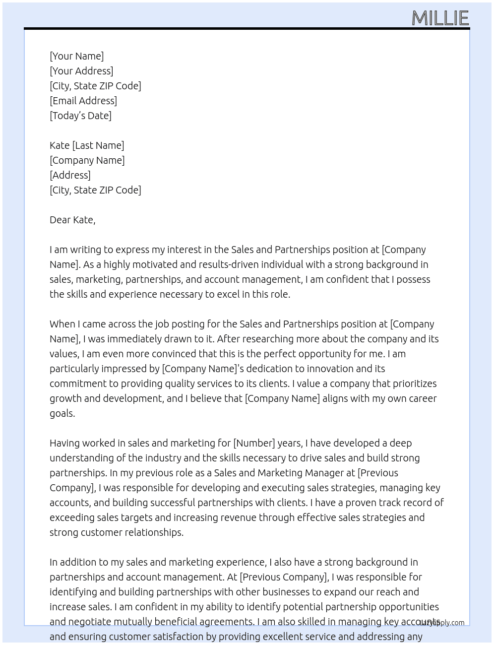 Sales and Partnerships At searchsrping Cover Letter