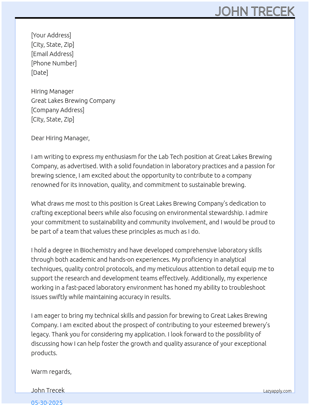 Cover letter for lab tech - LazyApply
