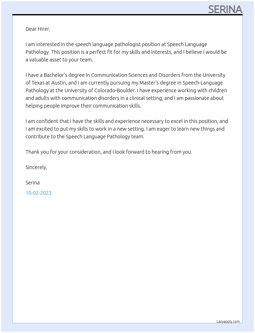 speech language pathologist At Speech Language Pathology Cover Letter