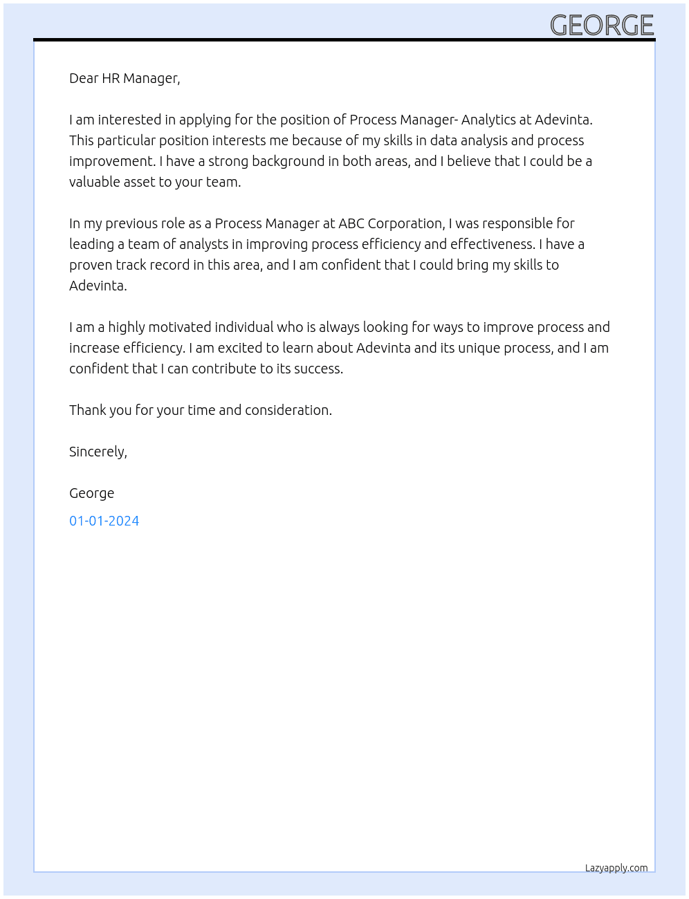 Process Manager- Analytics At Adevinta Cover Letter