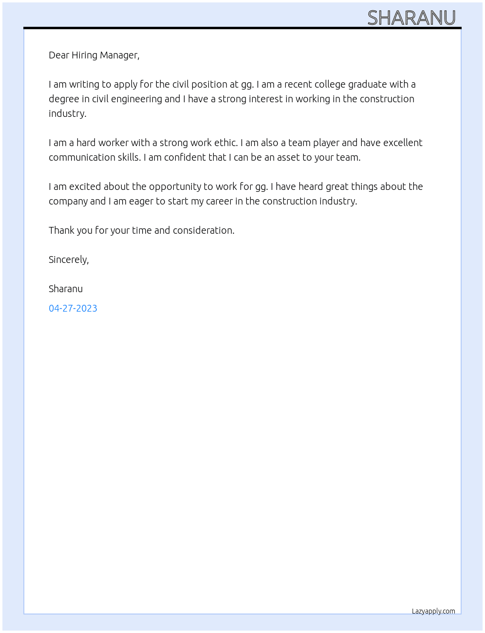 civil  At gg Cover Letter