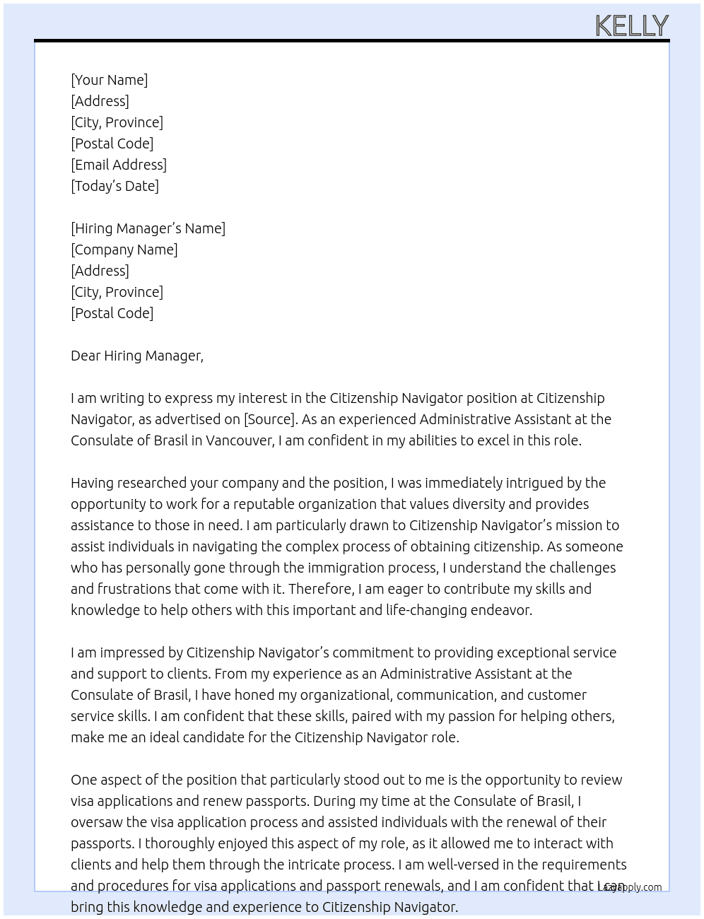 Citizenship Navigator  At Citizenship Navigator  Cover Letter