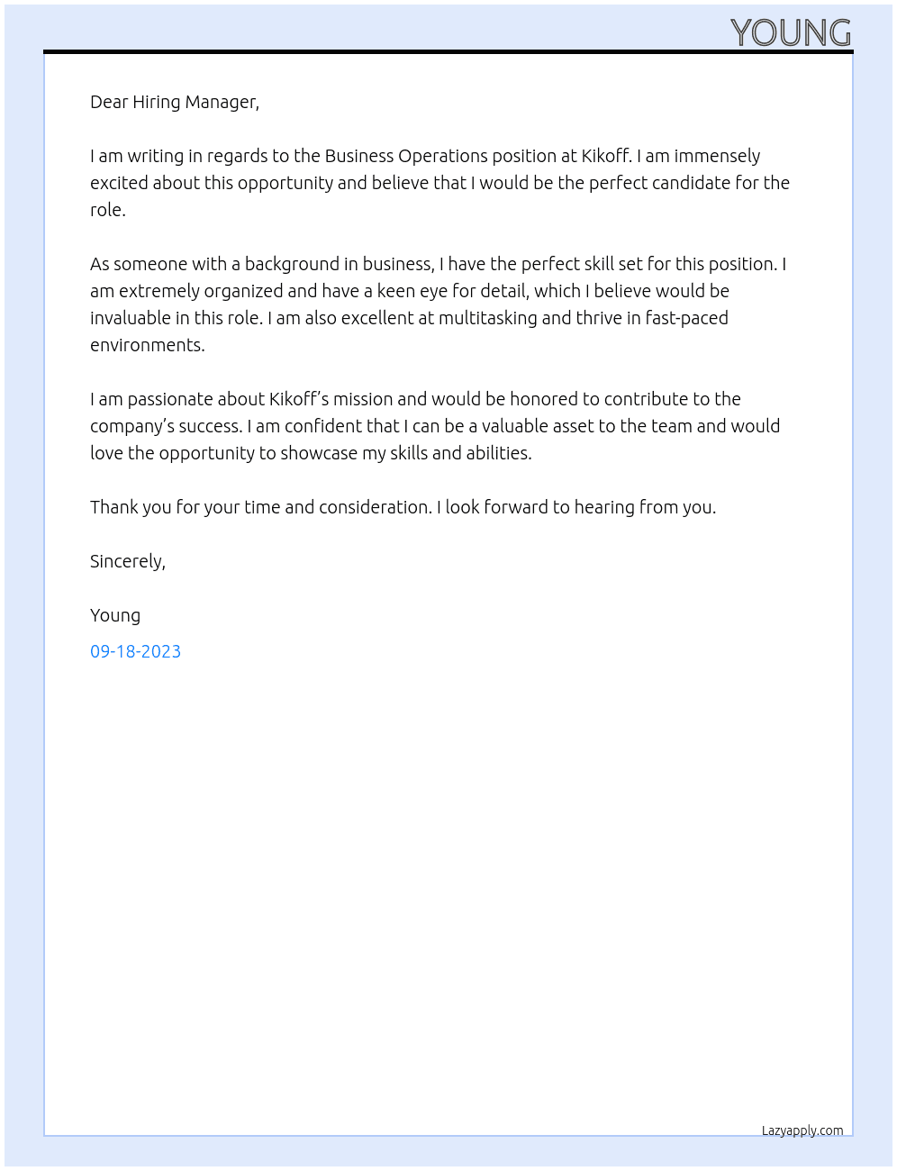 Business Operations At Kikoff Cover Letter
