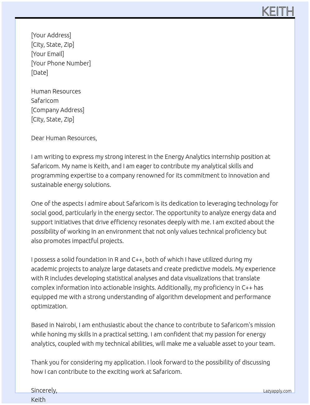 Cover letter for energy analytics - LazyApply