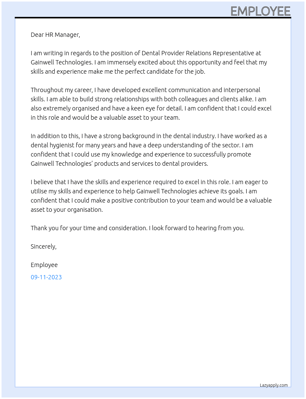 Dental Provider Relations Representattive At Gainwell Technologies Cover Letter