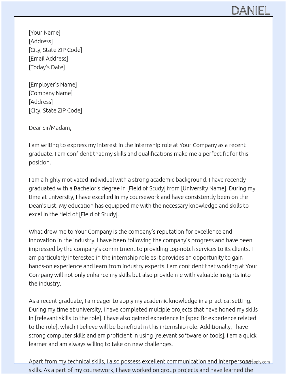 Cover letter for recent graduate - LazyApply