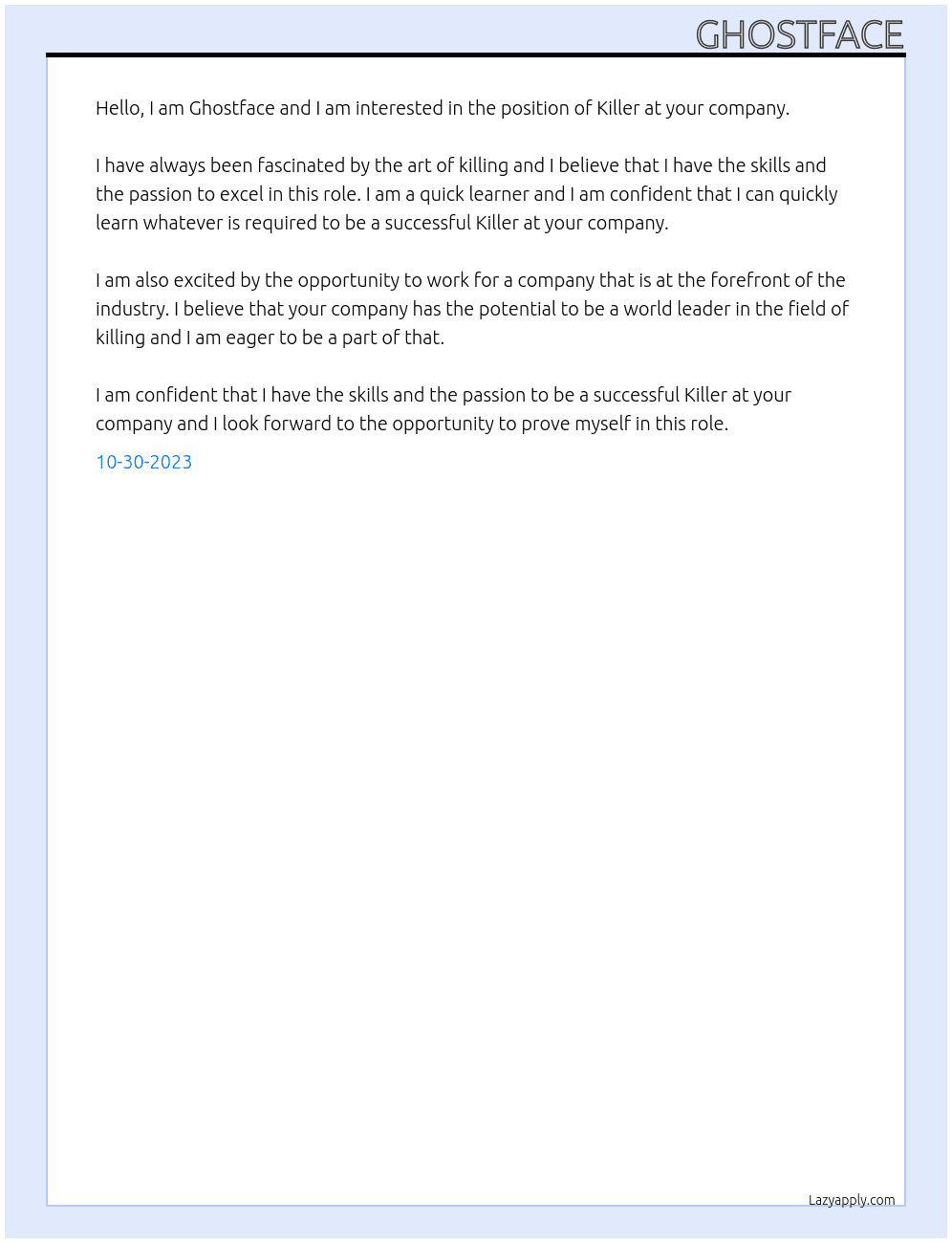 Killer At fabianingold73@gmail.com  Cover Letter