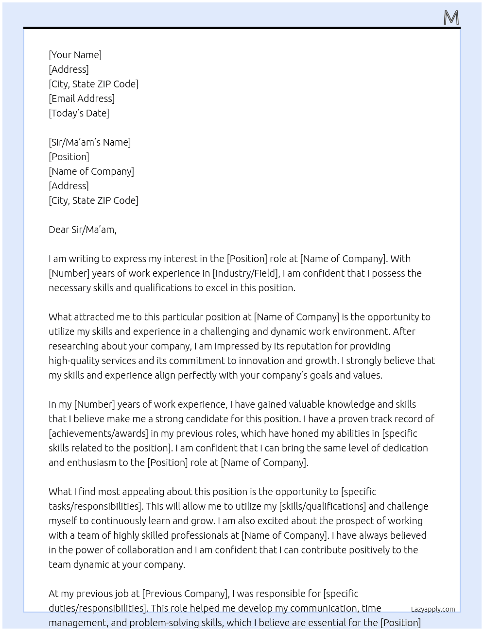 work experience  At Hcpc Cover Letter