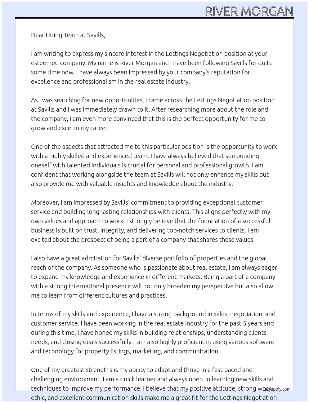Cover letter for lettings negotiation - LazyApply