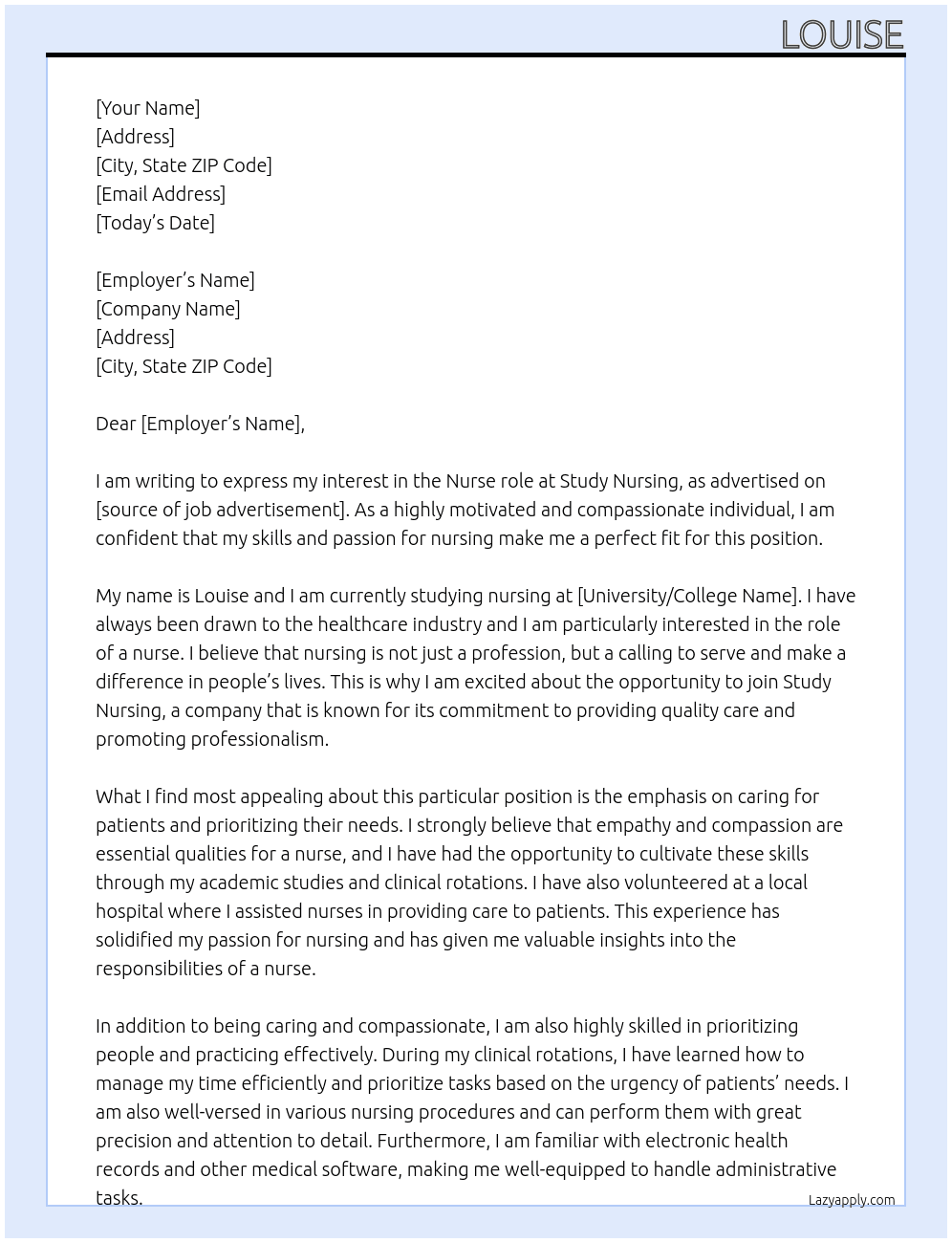 Studying Nursing  At Study nursing Cover Letter