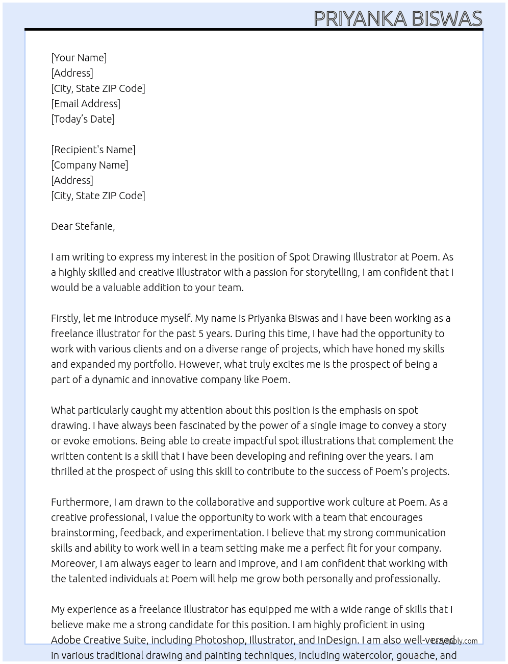 spot drawing illustrator At poem Cover Letter