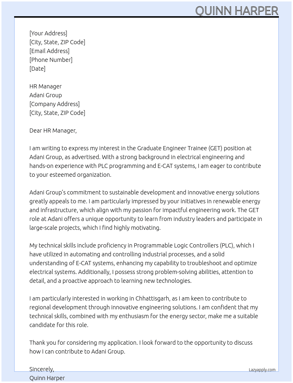 Cover letter for get - LazyApply