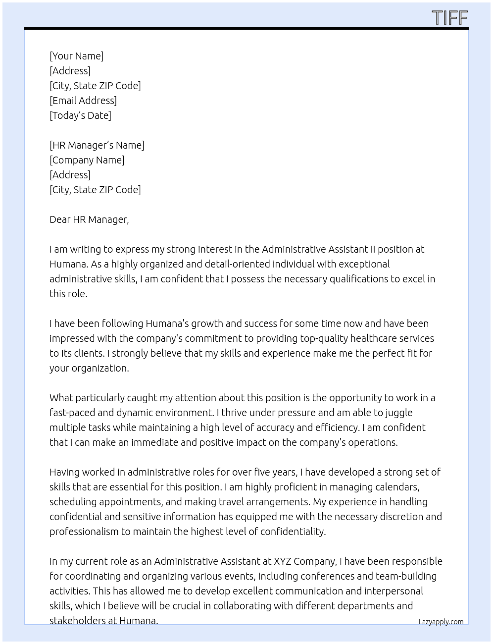 Administrative Assistant II At Humana Cover Letter