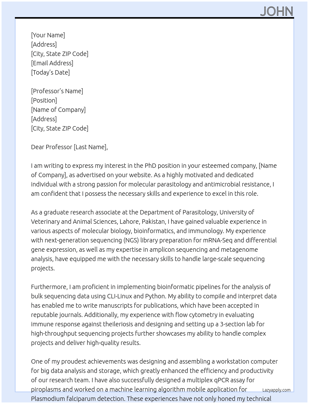 PhD Postion At UNI UNI Cover Letter