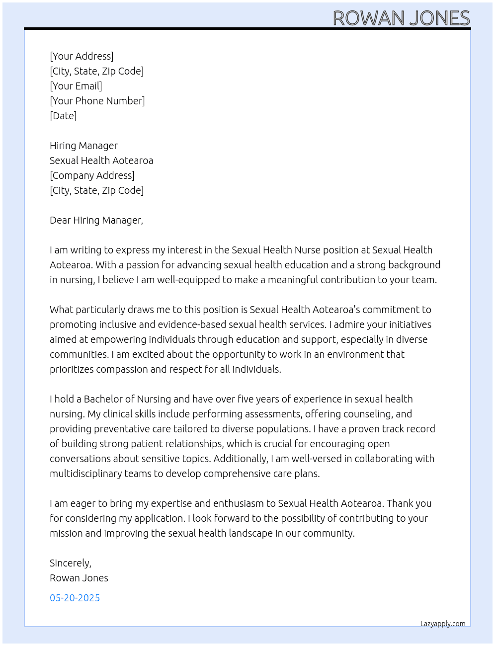 sexual health nurse At sexual health aotearoa Cover Letter
