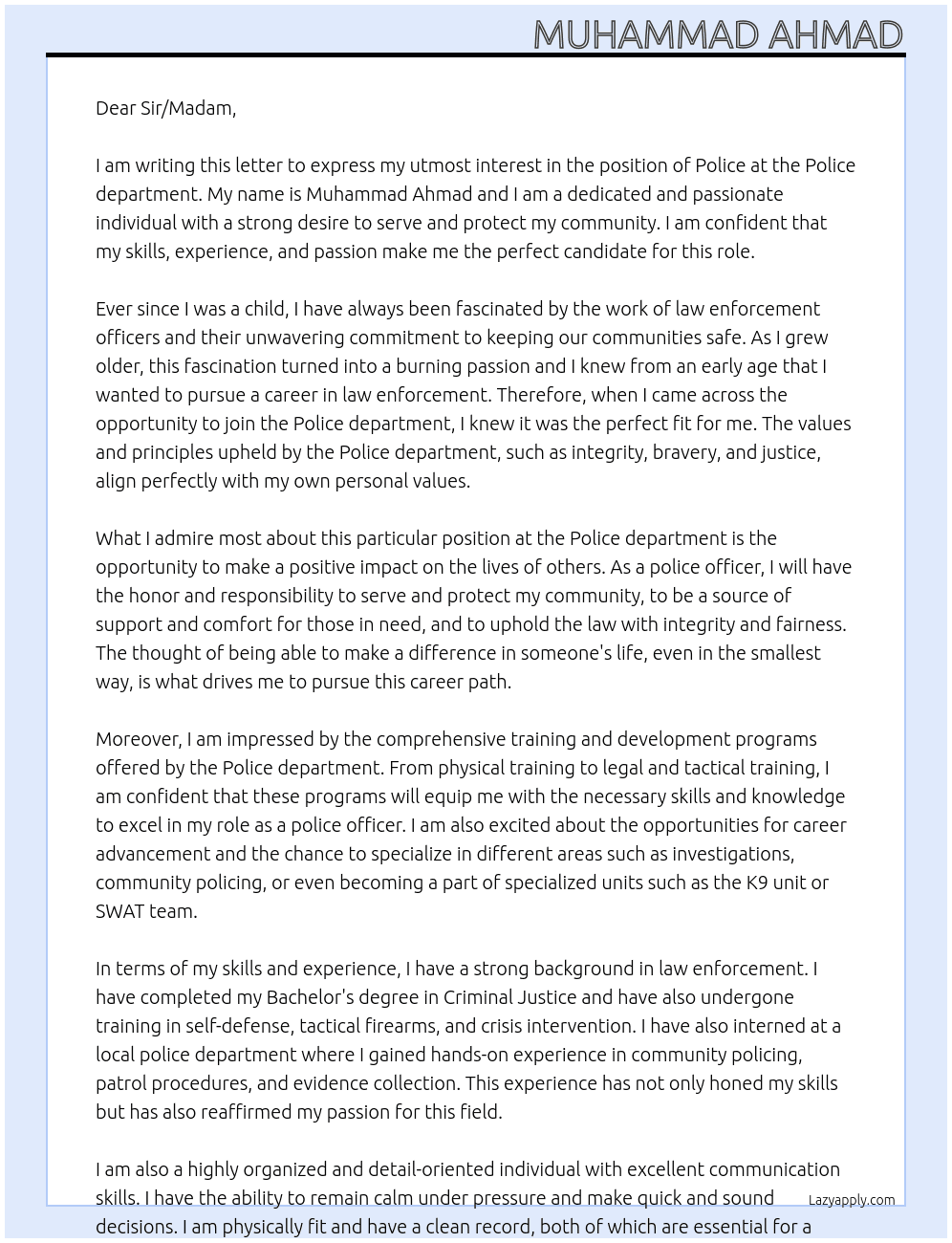 Police At Police Cover Letter