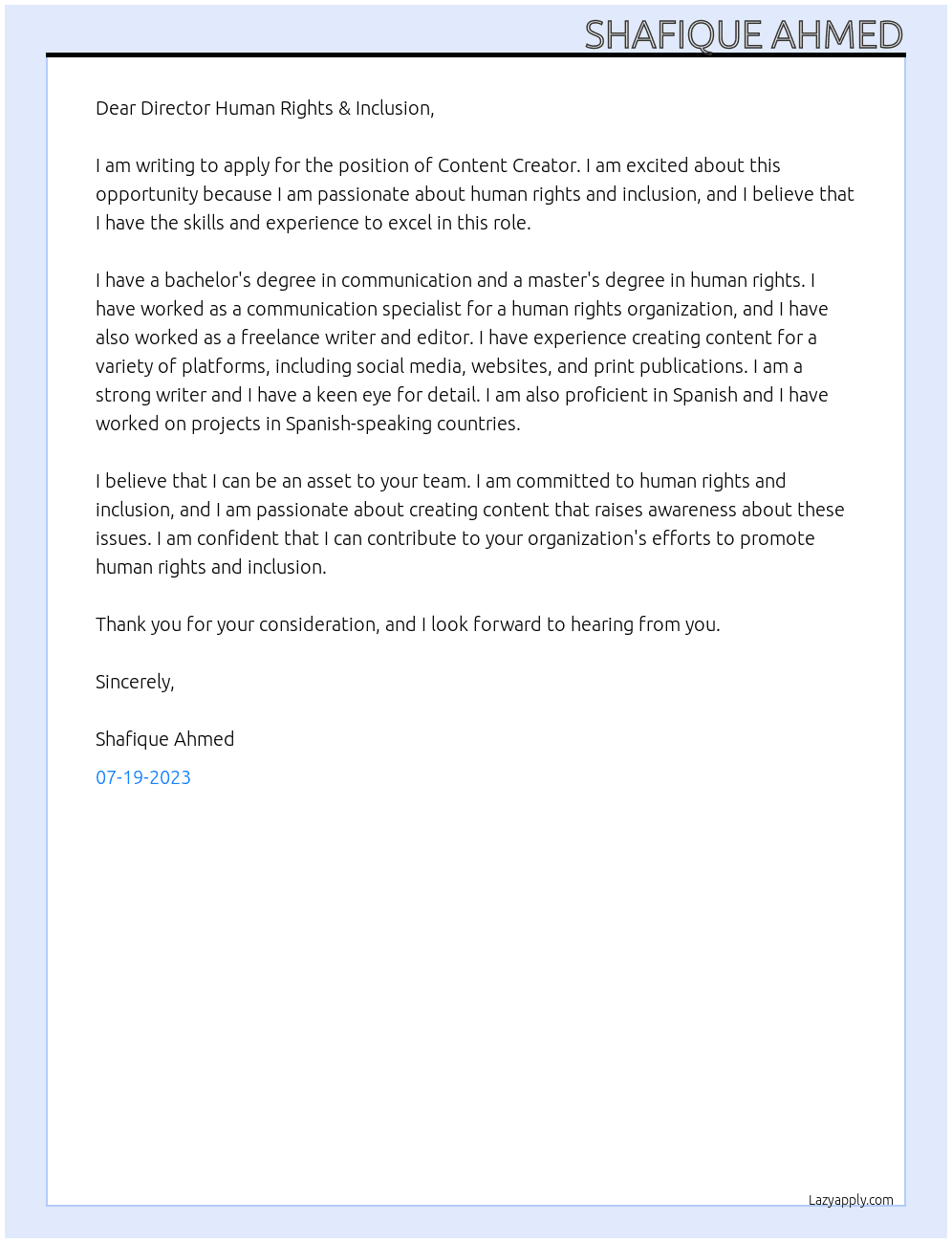 Content Creator At Telenor Cover Letter