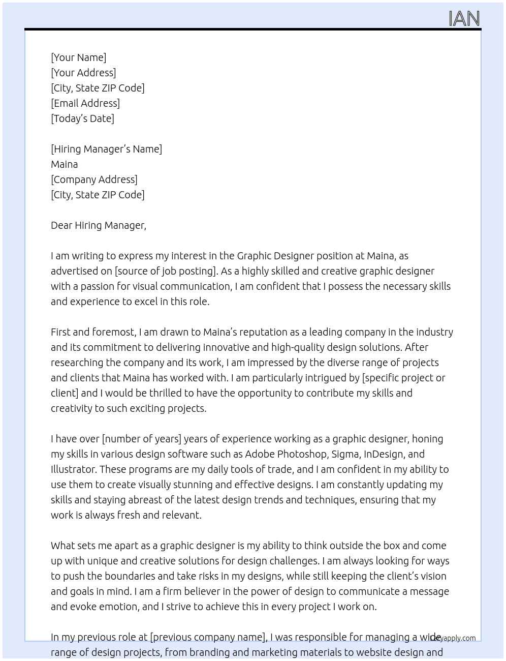 Graphic Designer At Maina Cover Letter