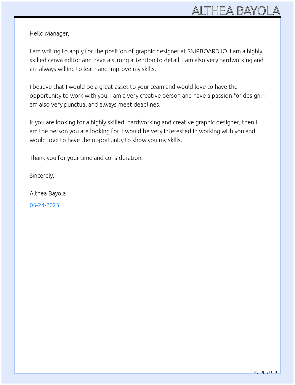 Graphic designer At SNIPBOARD.IO Cover Letter