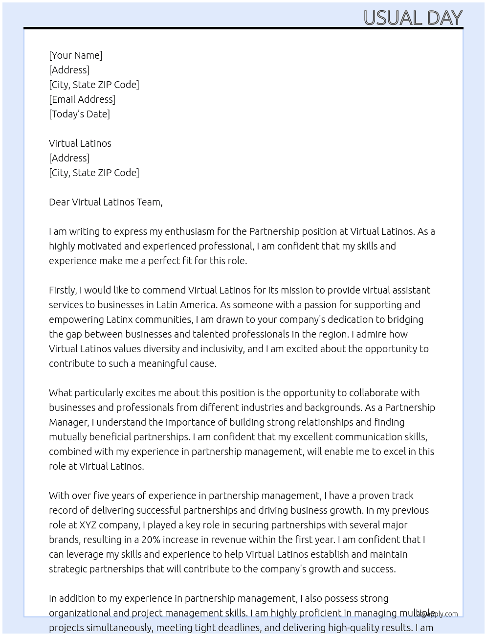 Partnership At Virtual Latinos Cover Letter