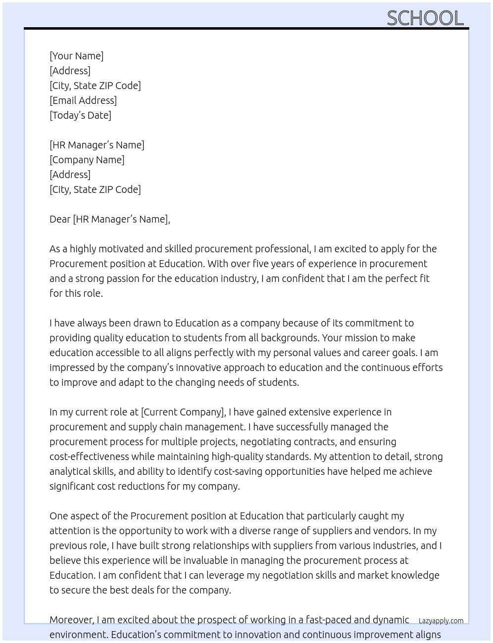 Procurement  At Education  Cover Letter