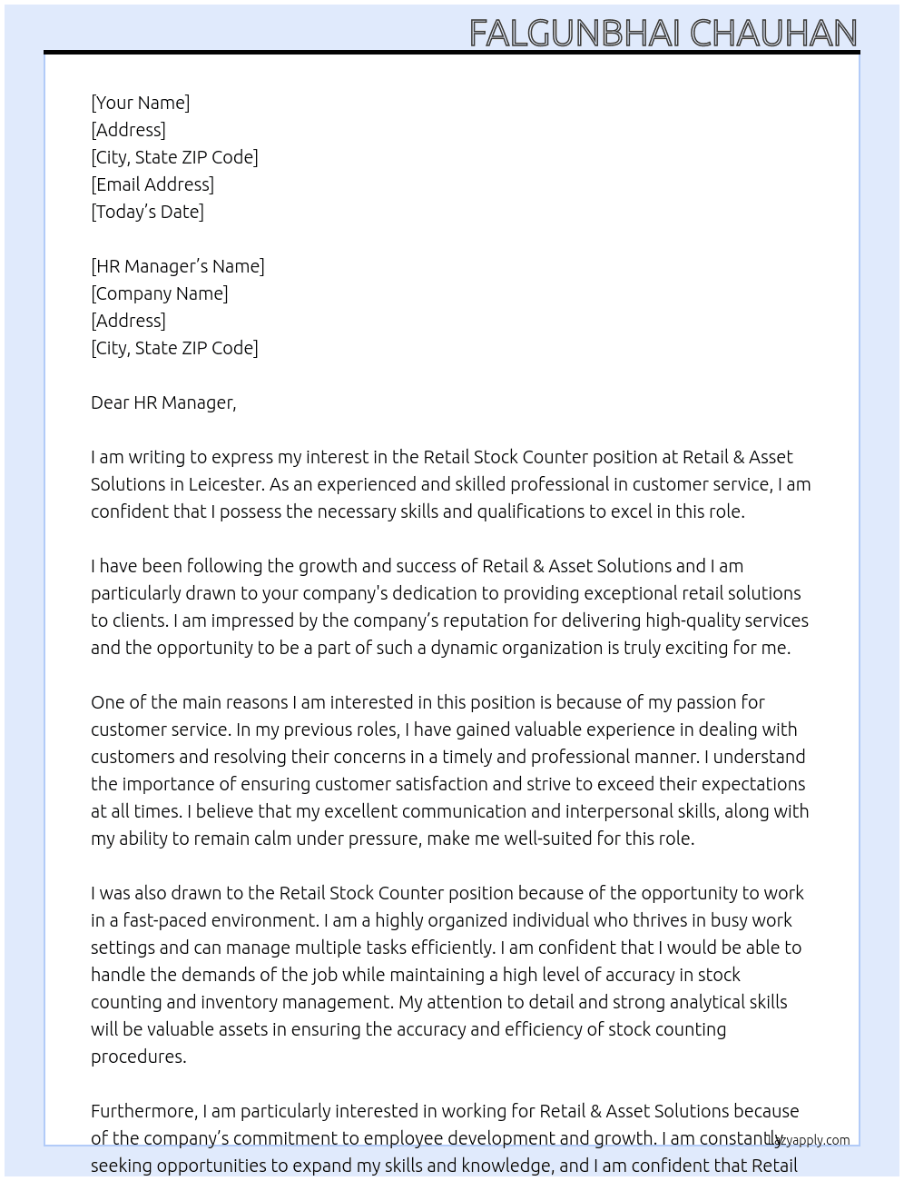 Retail Stock Counter At Retail & Asset Solutions Cover Letter