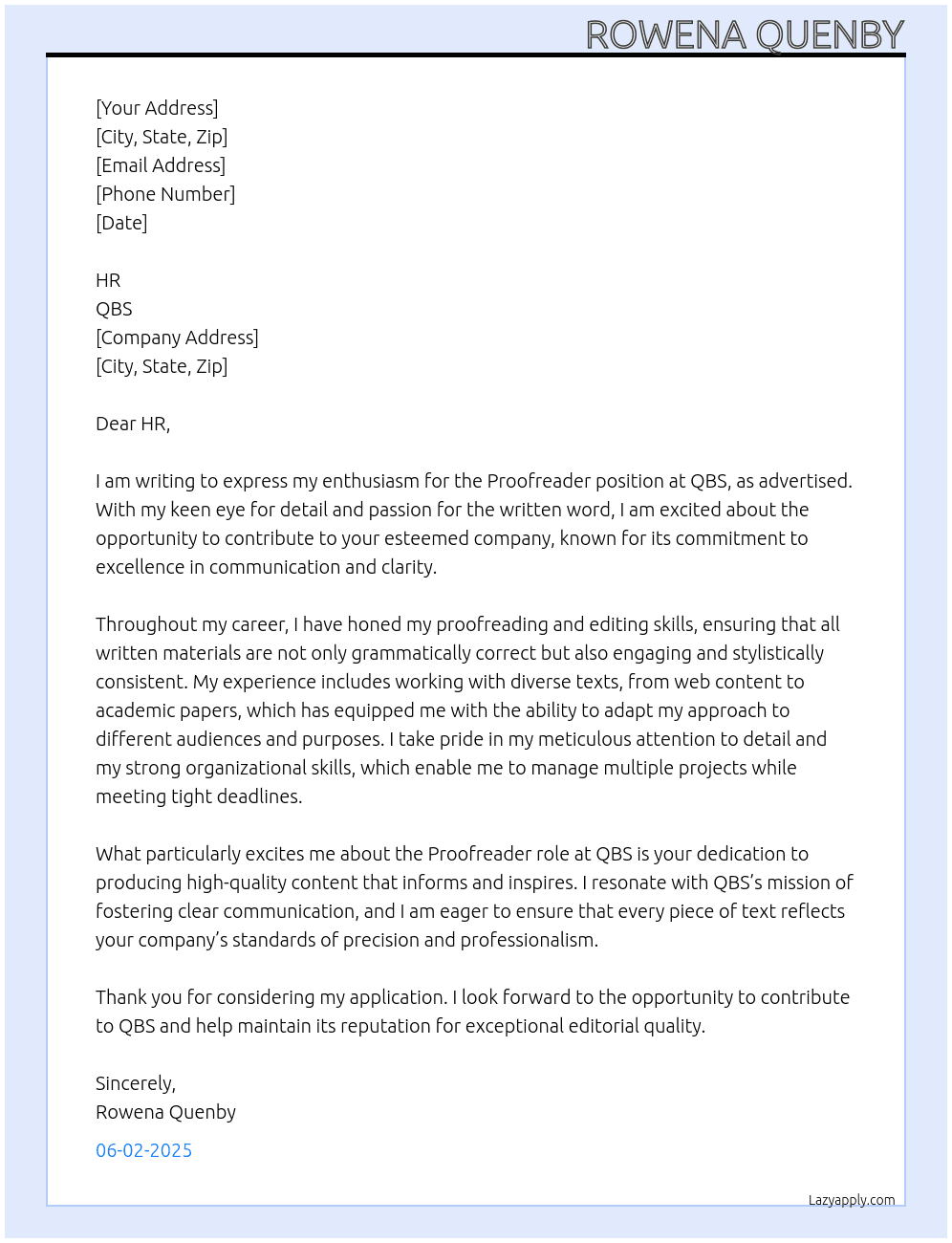 Cover letter for proofreader - LazyApply
