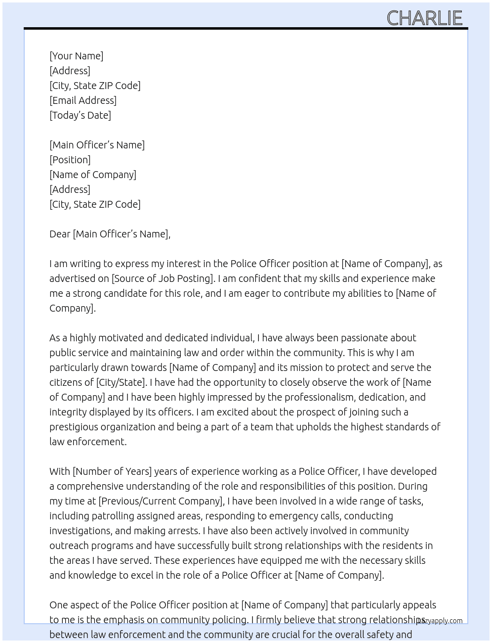 Police Officer At Police Officer Cover Letter