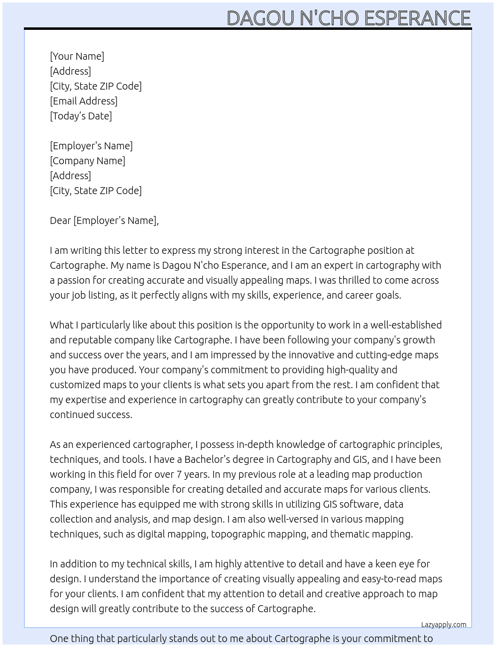 Cartographe At Cartographe  Cover Letter