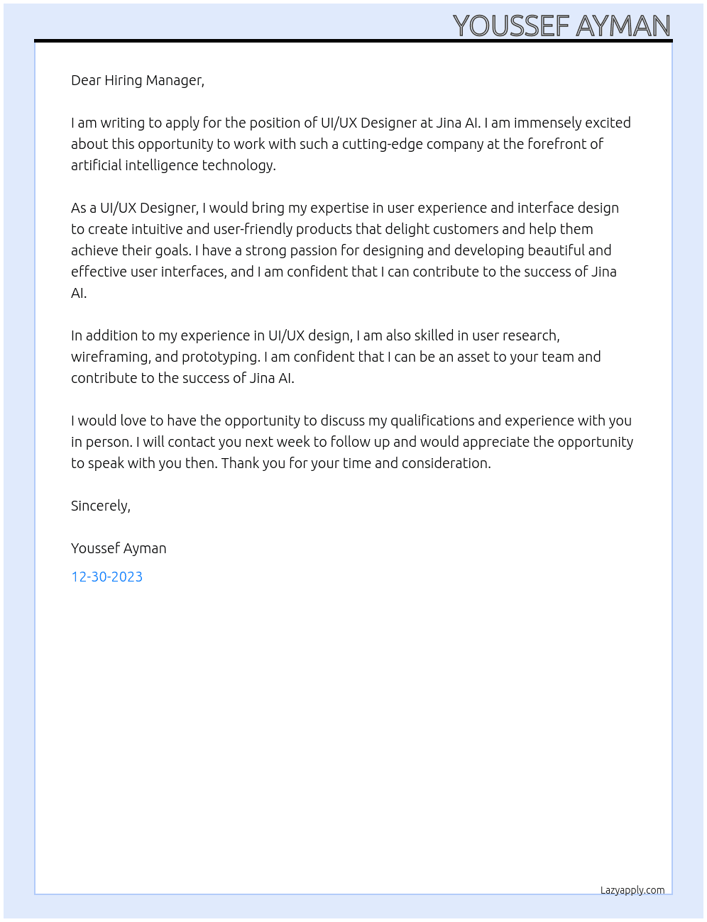 UI/UX Designer At Jina AI Cover Letter