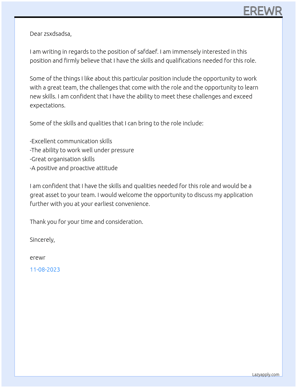 safdaef At zsxdsadsa Cover Letter
