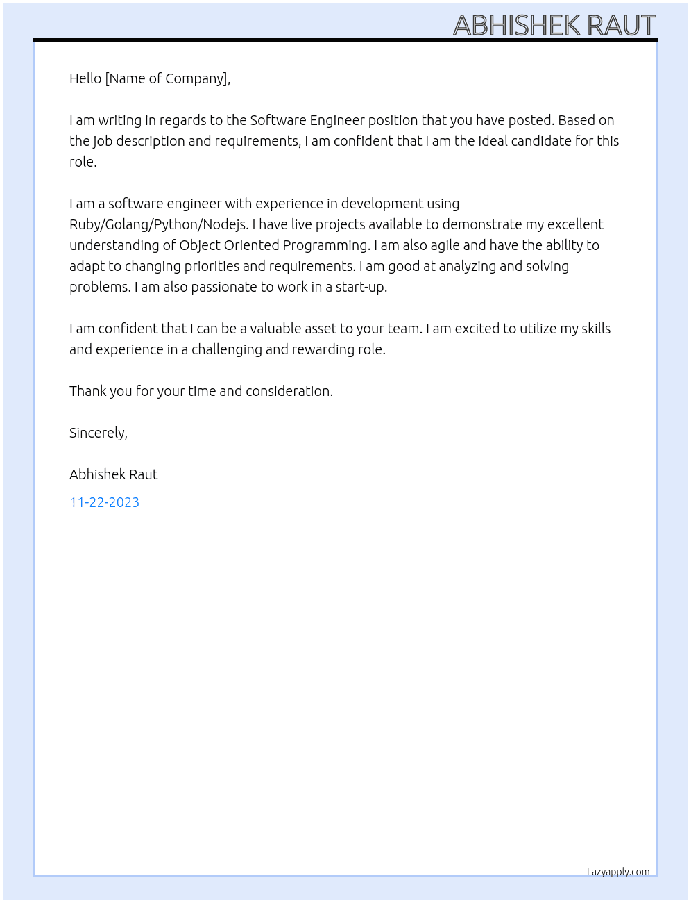 Software Engineer - 1 At GoComet Cover Letter