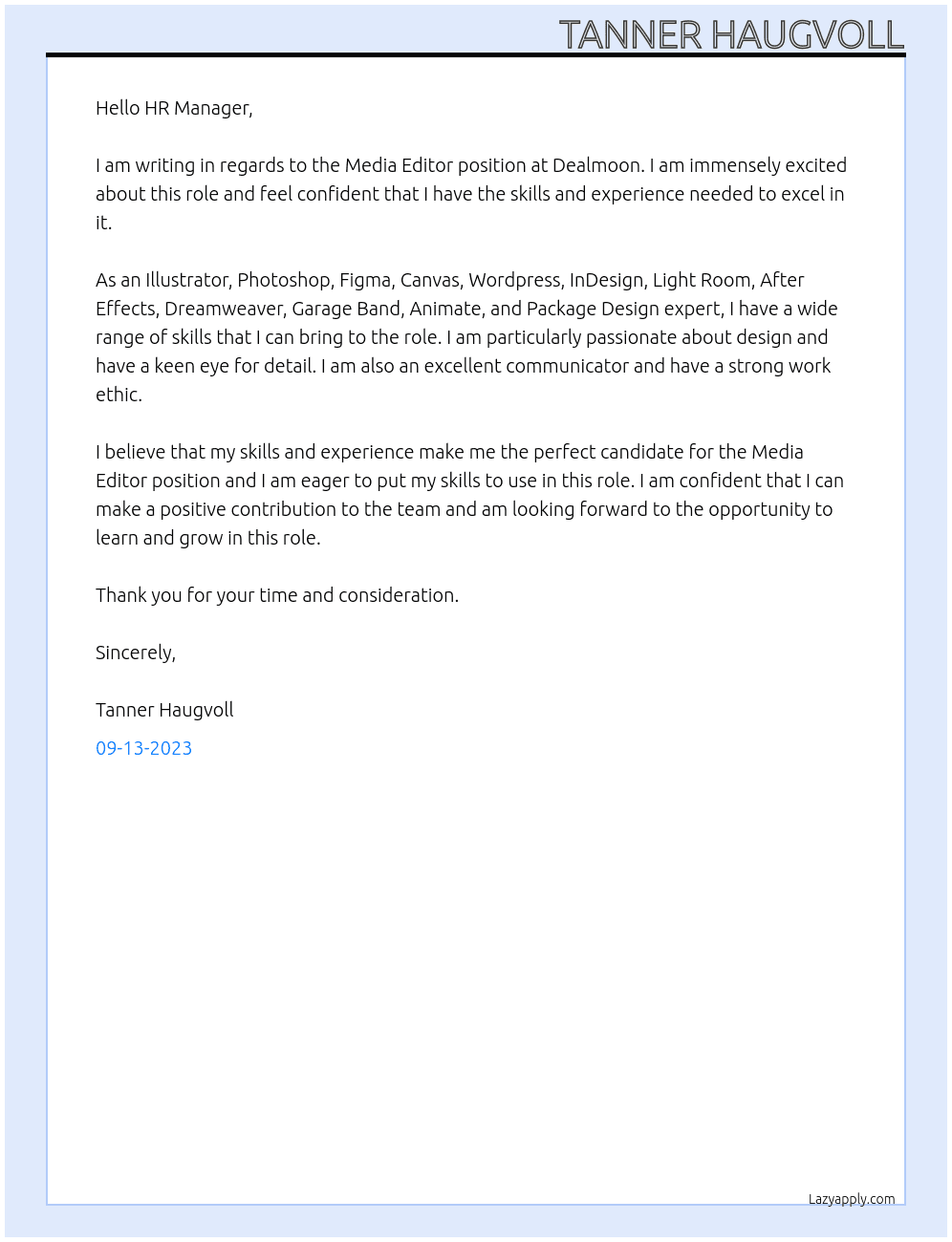 Media Editor At Dealmoon Cover Letter