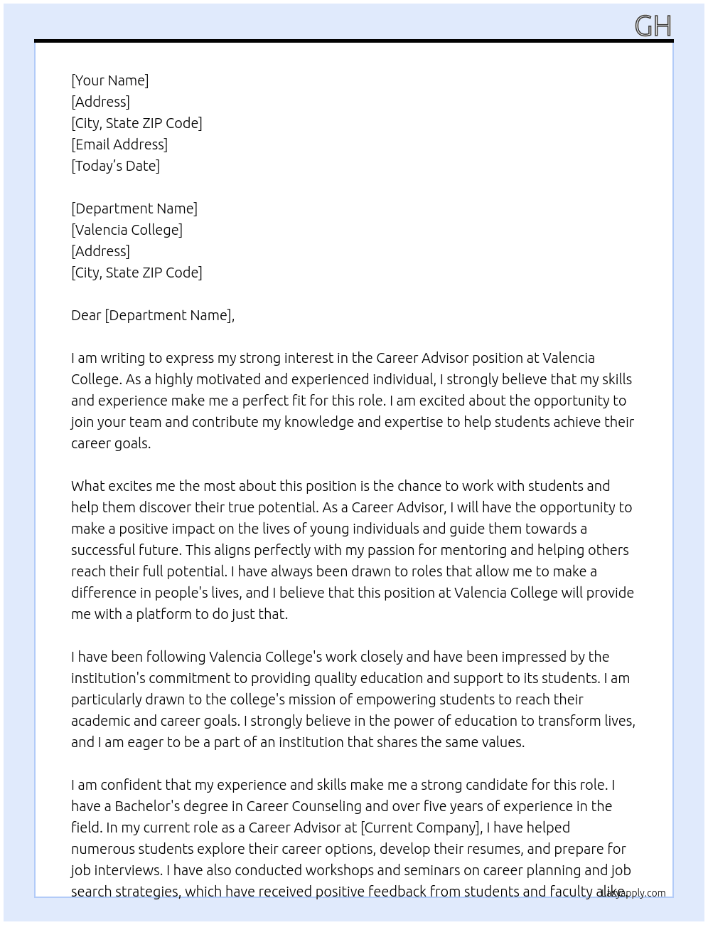 Career Advisor At Valencia College Cover Letter