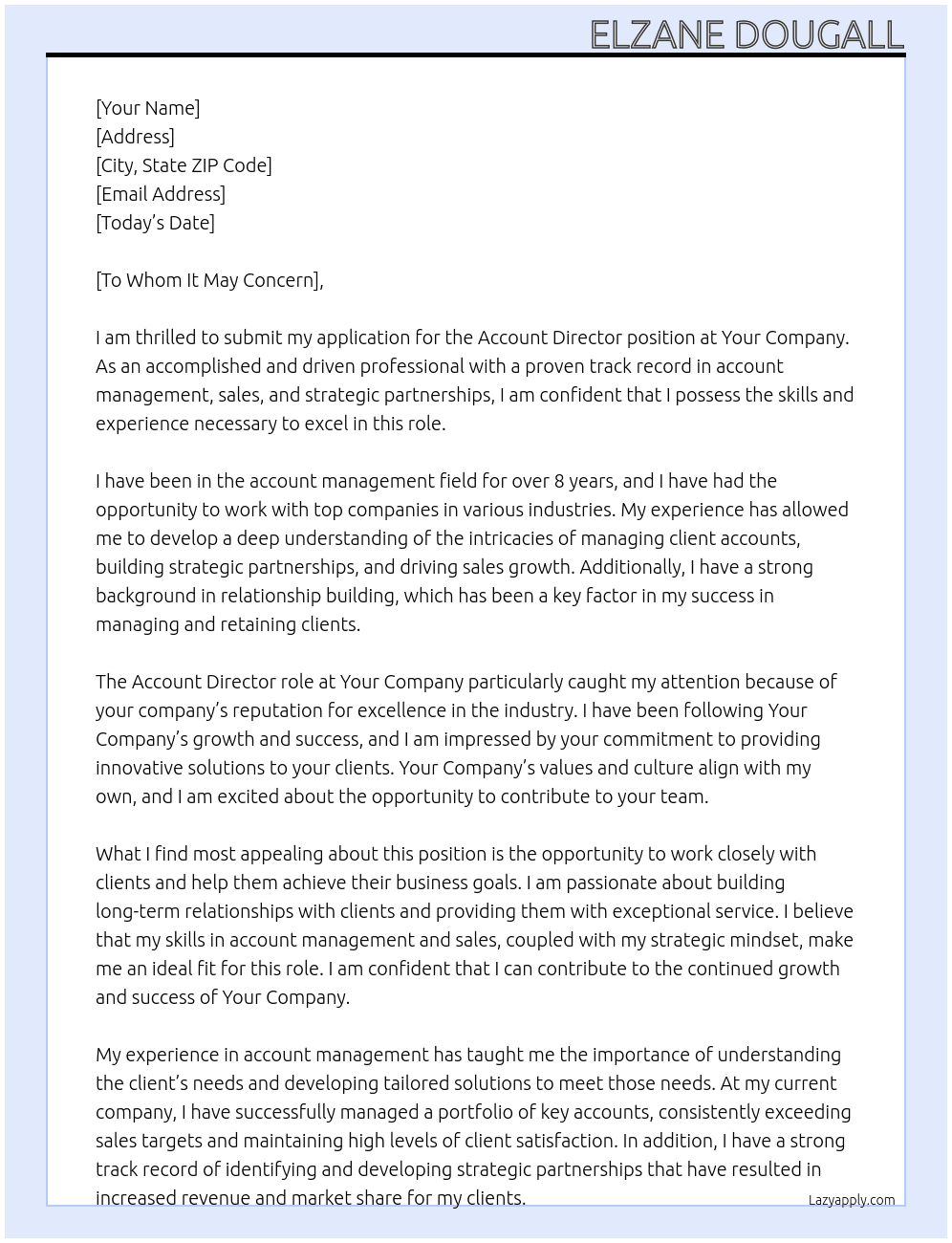 Account Director At Your Company Cover Letter