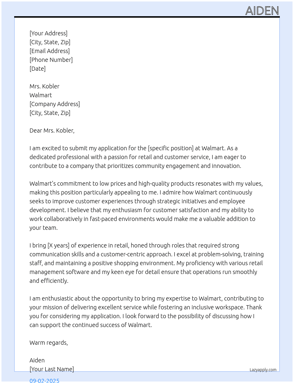 Walmart At Walmart Cover Letter
