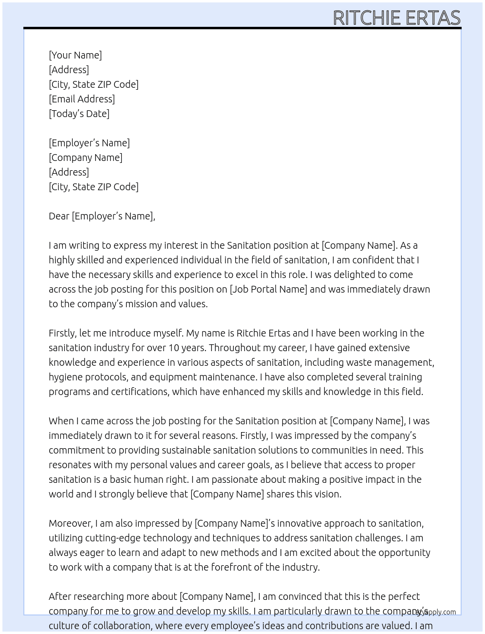 Sanitation  At Volt  Cover Letter