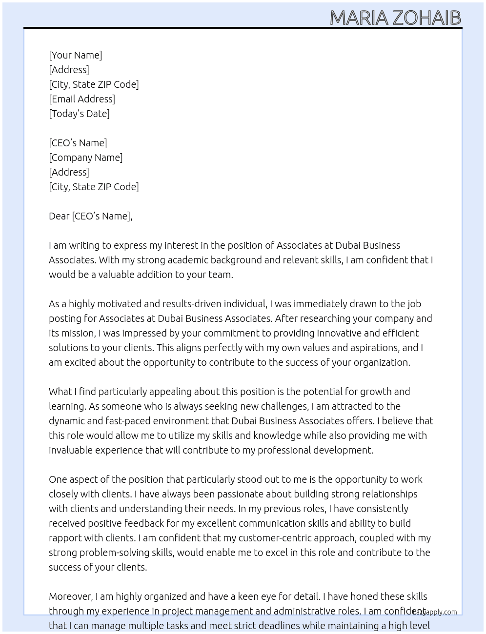  Associates At Dubai business associates Cover Letter