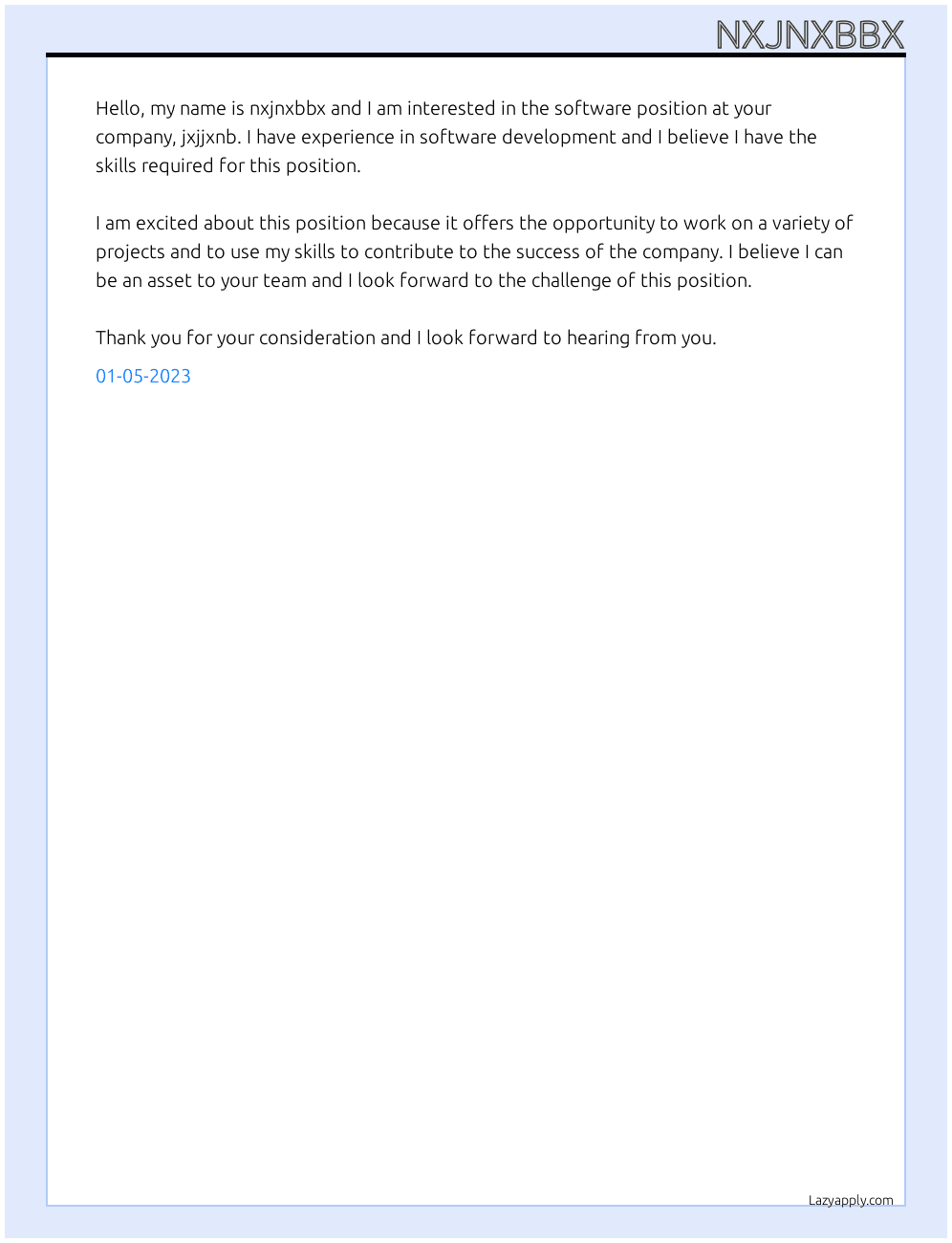 Cover letter for sotware - LazyApply