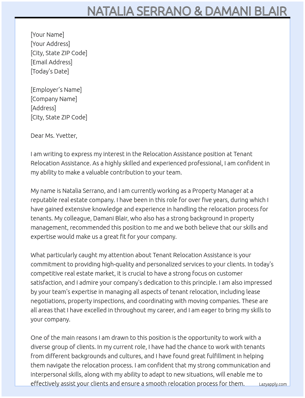 Relocation Assistance At Tenant Relocation Assistance Cover Letter