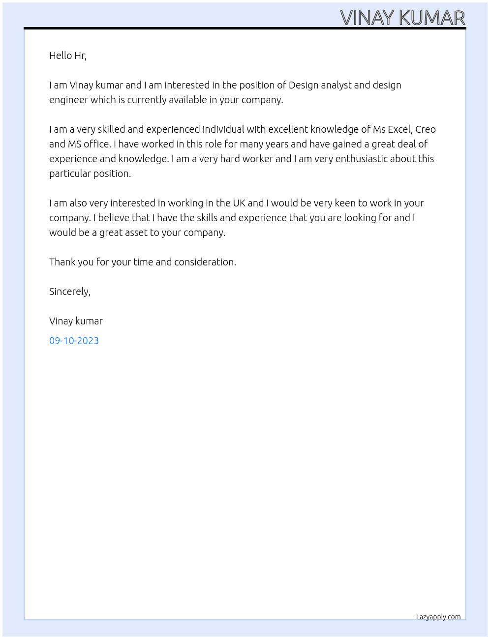 Design analyst and design engineer  At Buro haplod Cover Letter