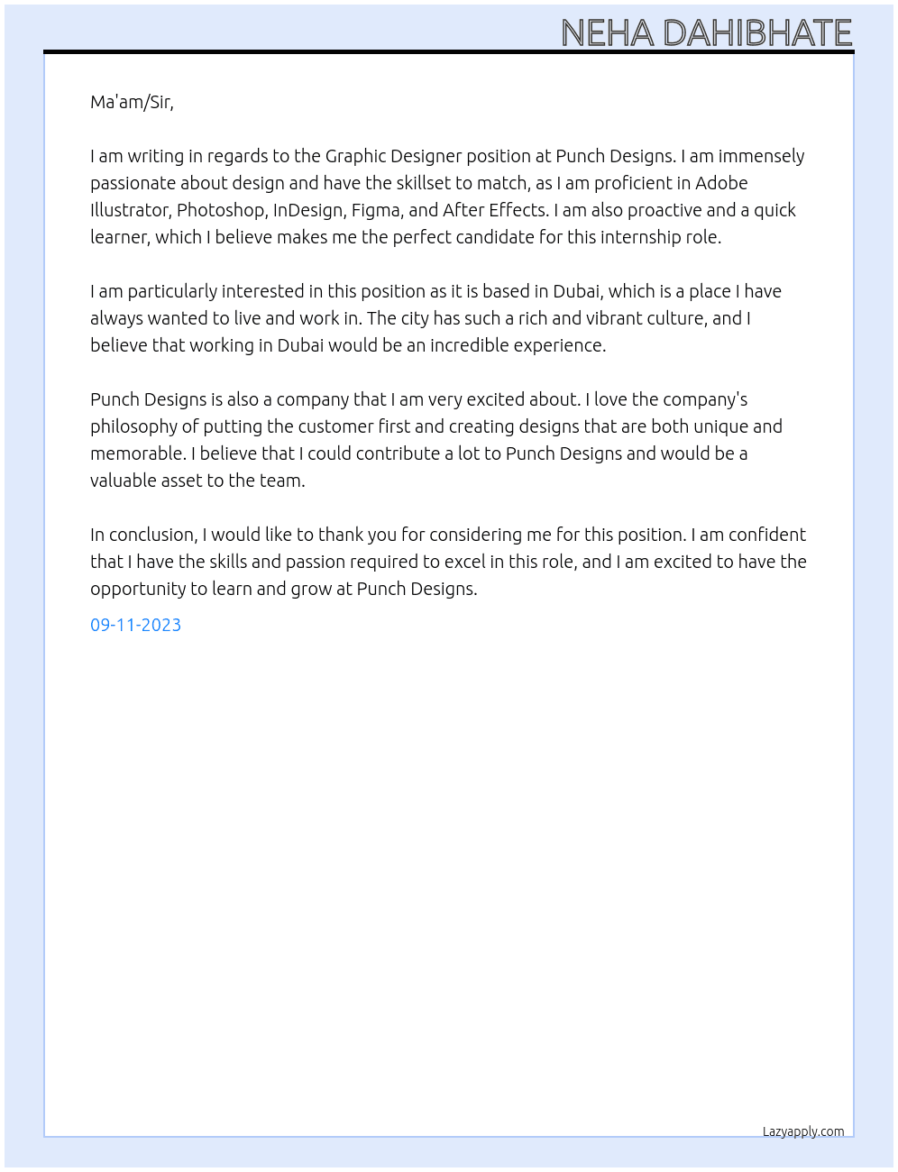 Graphic Designer At Punch Designs Cover Letter